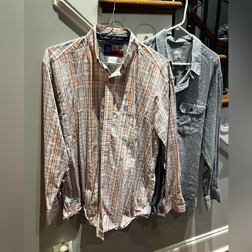 Wrangler Men's Plaid Shirt AND light denim shirt